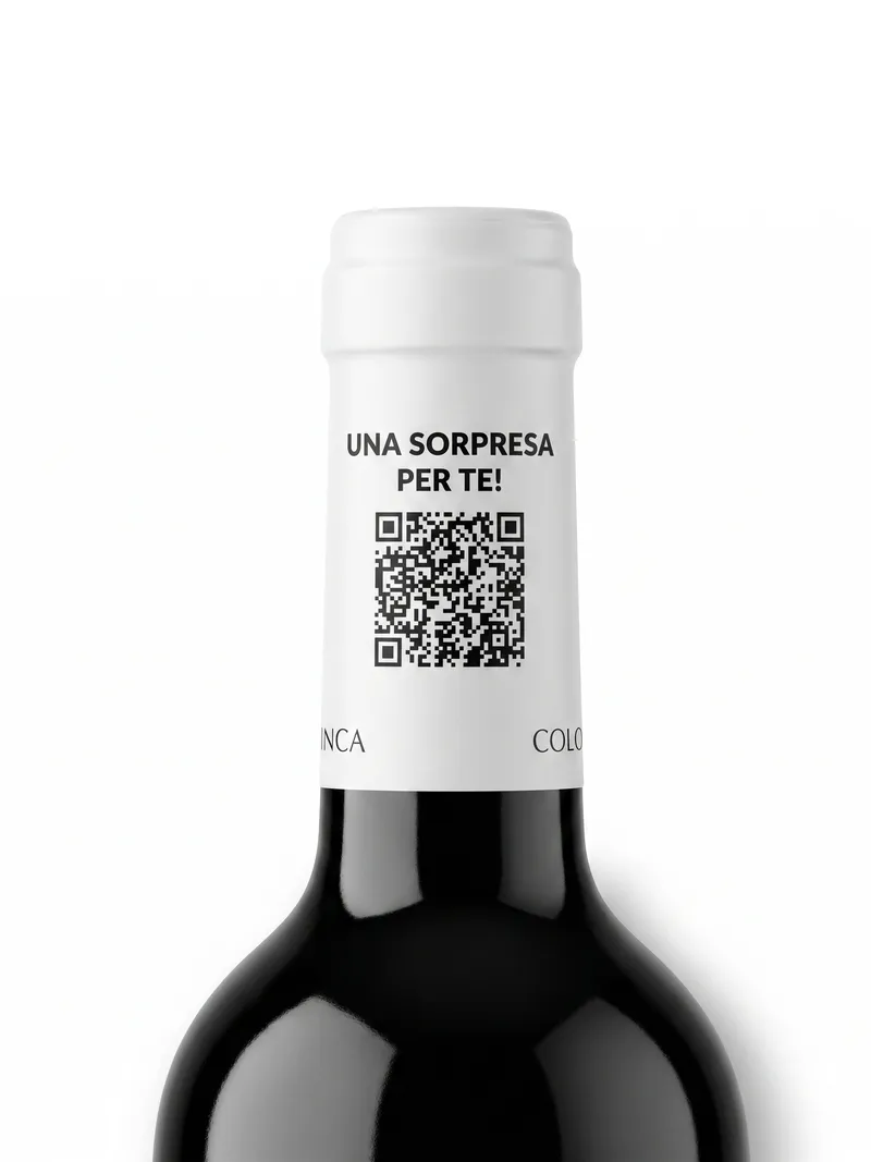 Capsula bianca bottiglia con QR