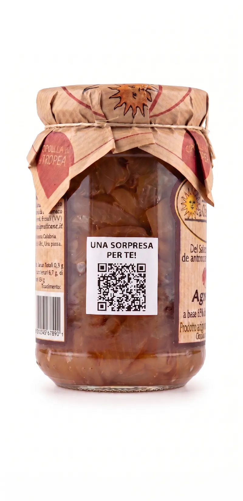 Barattolo conserve con cartellino QR appeso